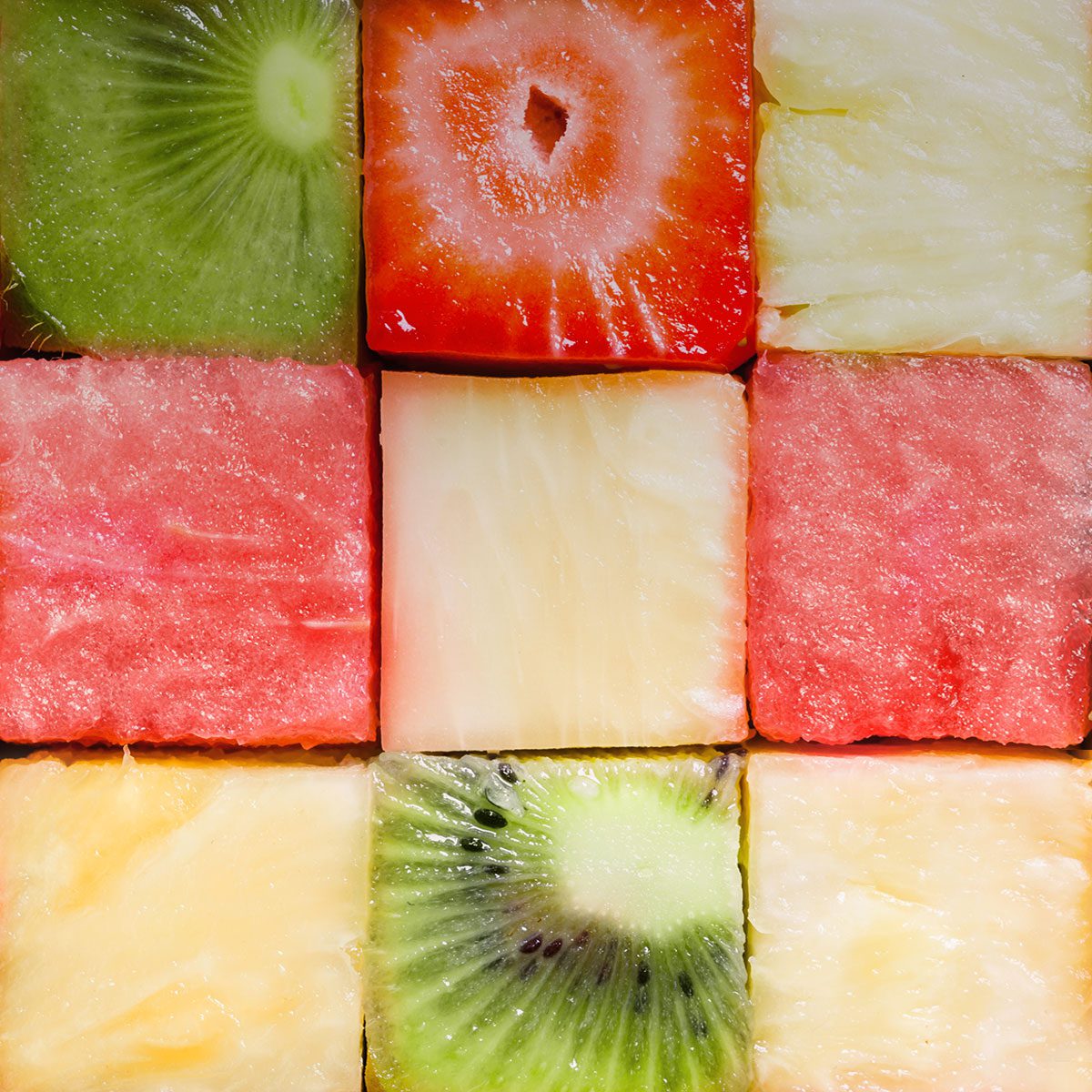 sliced cubes of fruit