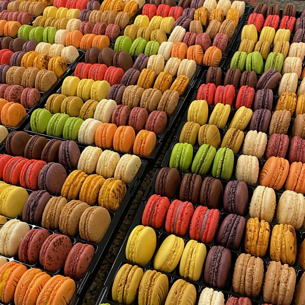 Trays of colorful Macarons